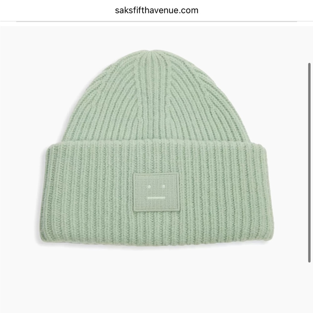 Acne Studios Pastel Light Green Mint Wool Beanie Hat